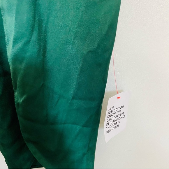 Plunging Neckline Satin Sexy Ruched Cinched Draped Tulip Open Back Midi Dress - Picture 7 of 9